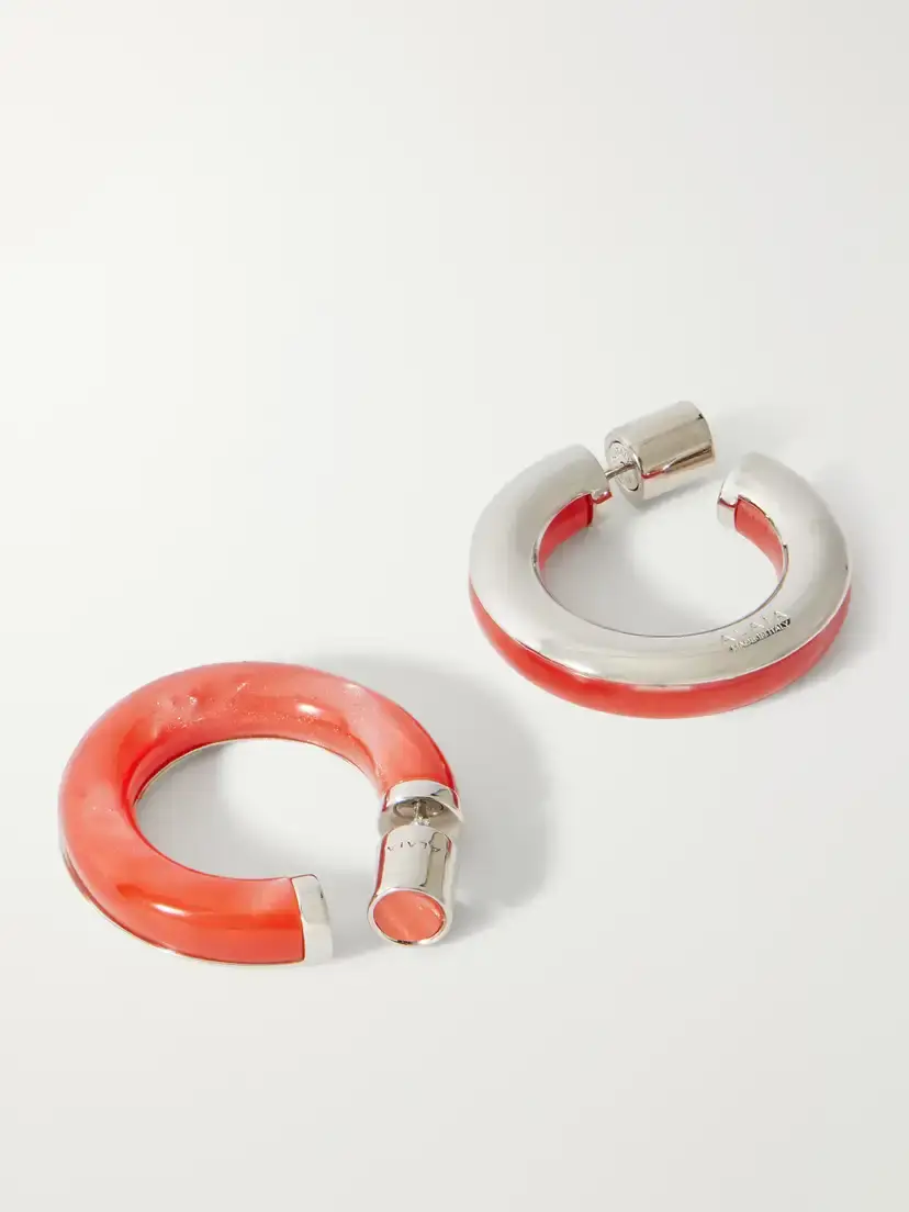 Alaïa Ray Silver-tone Resin Hoop Earrings | Thumbnail 3 Alaïa Ray Silver-tone Resin Hoop Earrings | Thumbnail 3