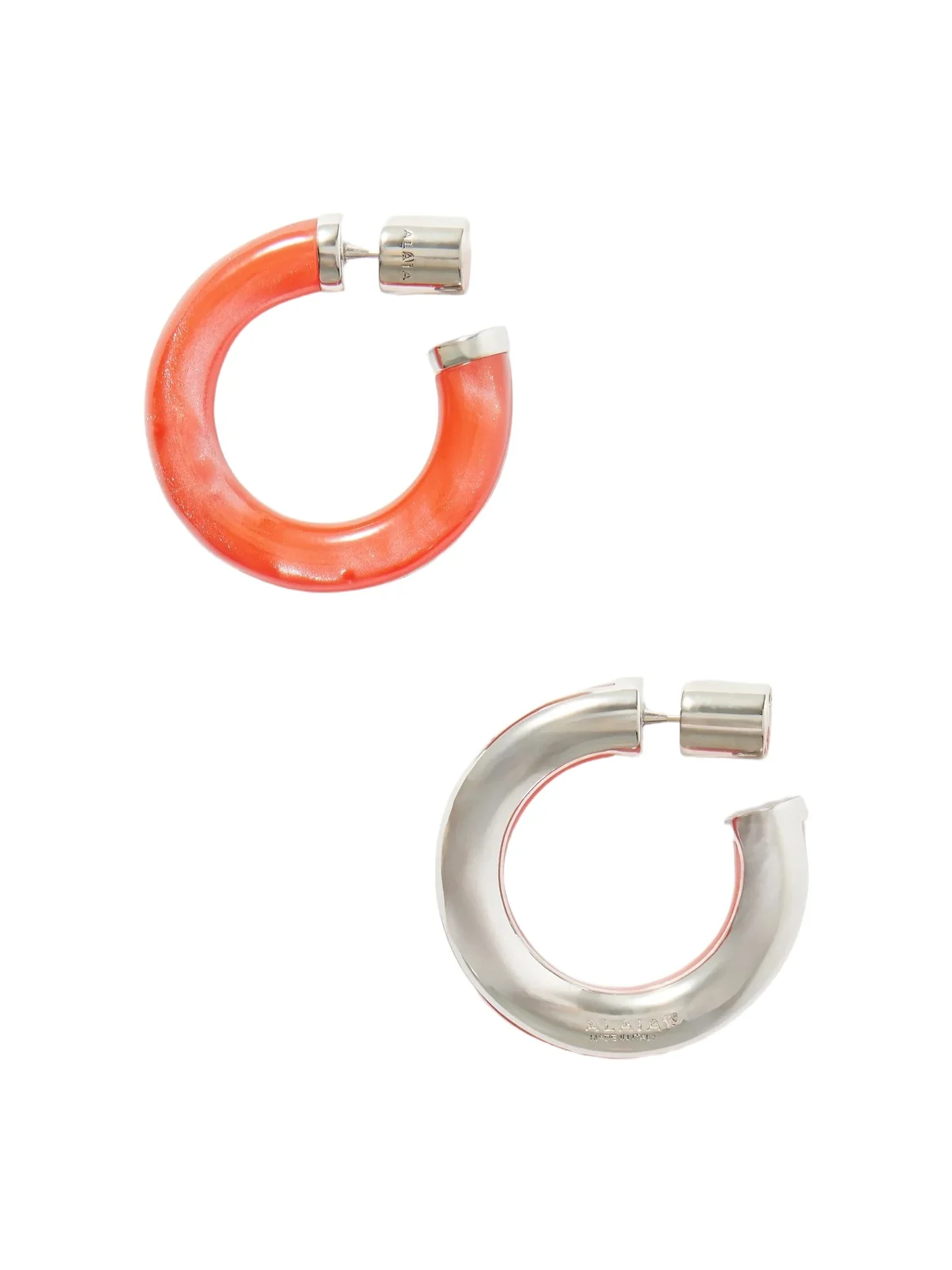 Ray Resin And Silver-tone Hoop Earrings Ray Resin And Silver-tone Hoop Earrings