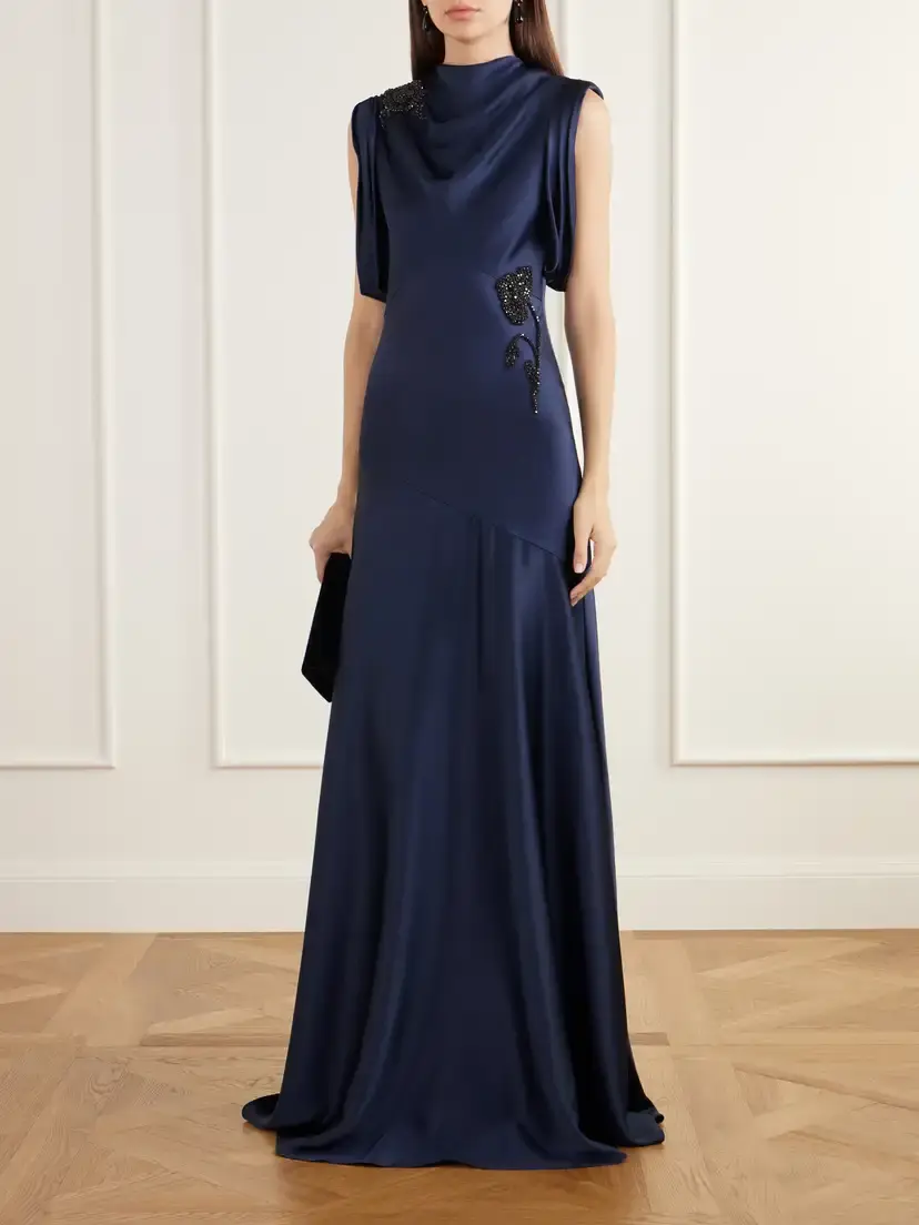 Erdem Embellished Draped Satin Gown | Thumbnail 2