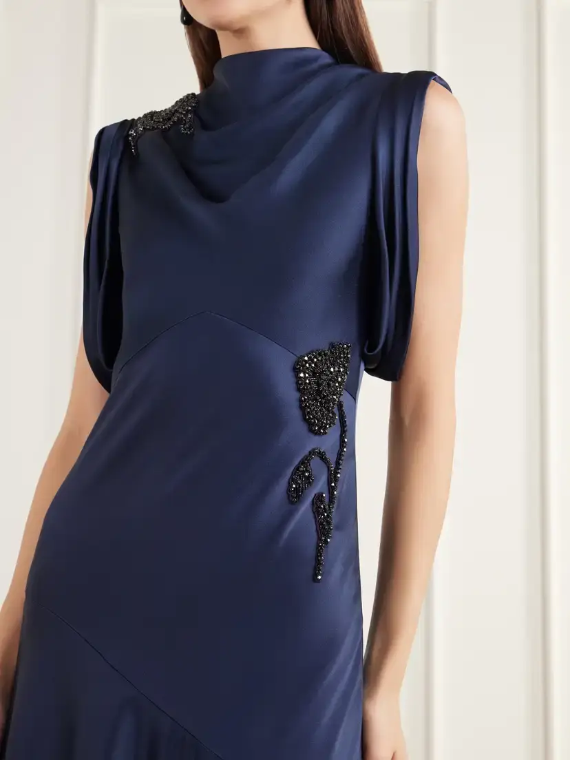 Erdem Embellished Draped Satin Gown | Thumbnail 4