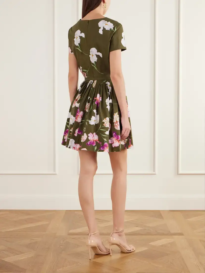 Oscar de la Renta Iris Belted Draped Floral-print Cotton-blend Poplin Mini Dress | Thumbnail 3