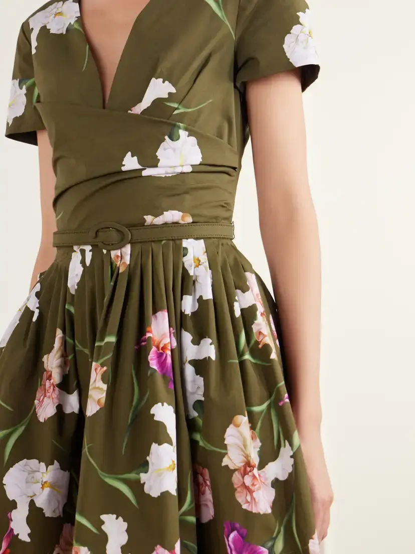 Oscar de la Renta Iris Belted Draped Floral-print Cotton-blend Poplin Mini Dress | Thumbnail 4