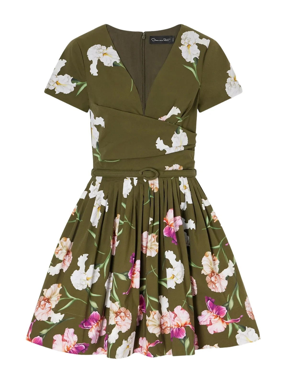 Iris Belted Draped Floral-print Cotton-blend Poplin Mini Dress