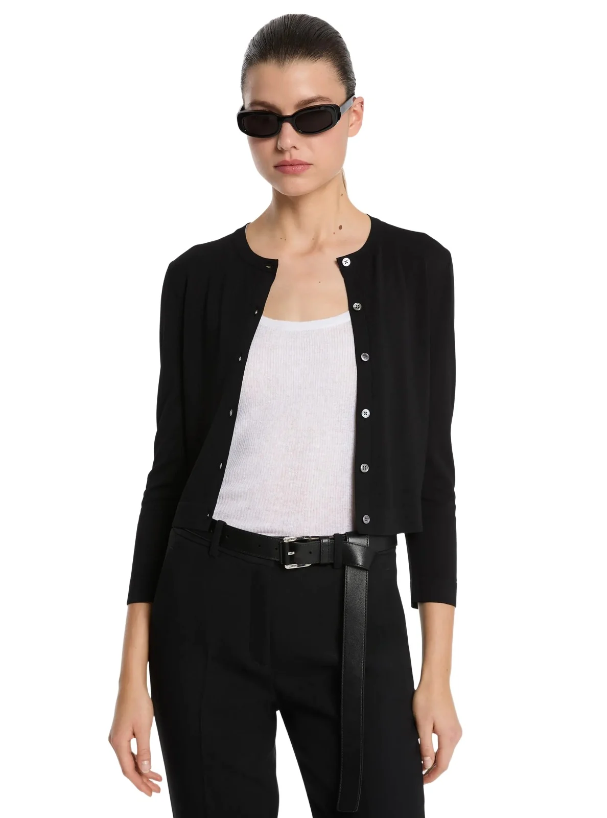 Michael Kors Collection Stretch Viscose Baby Cardigan in Black