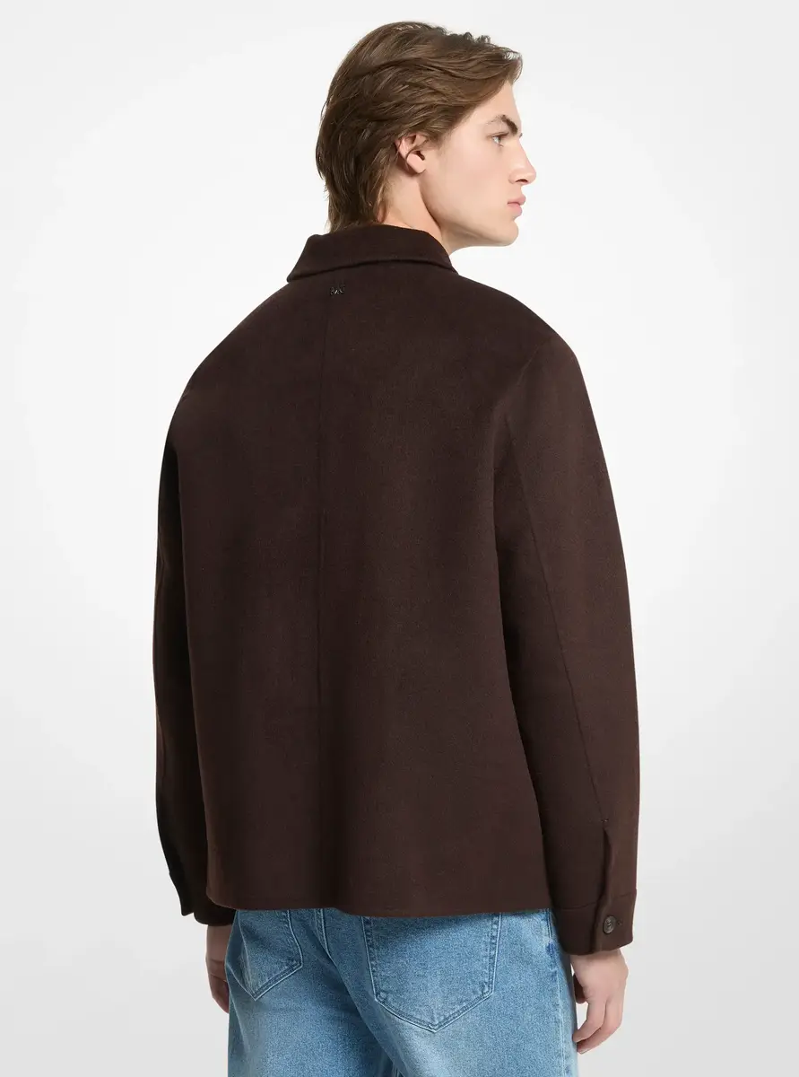 Michael Kors Collection Joshua Wool Blend Shirt Jacket in Brown | Thumbnail 2