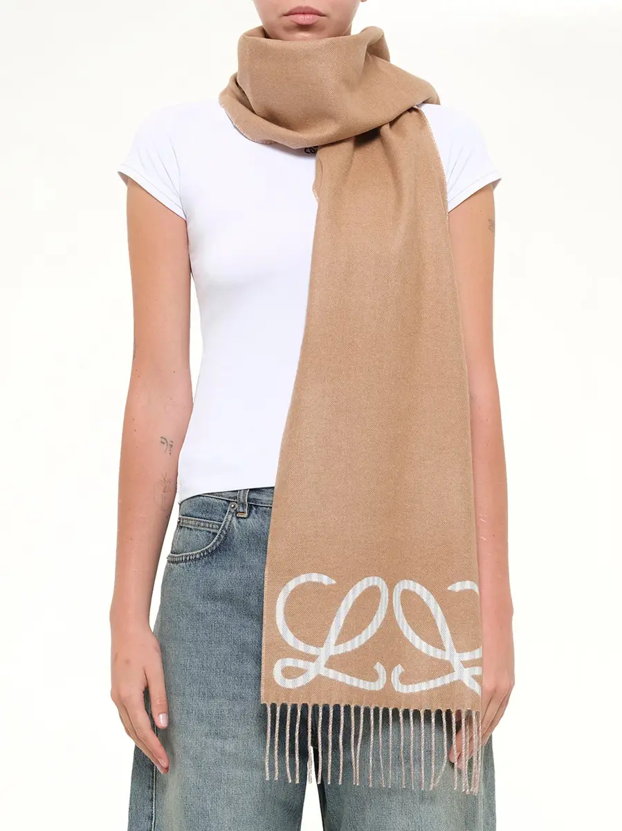 Loewe 28x180 Cashmere Scarf in Beige/light Blue | Thumbnail 2