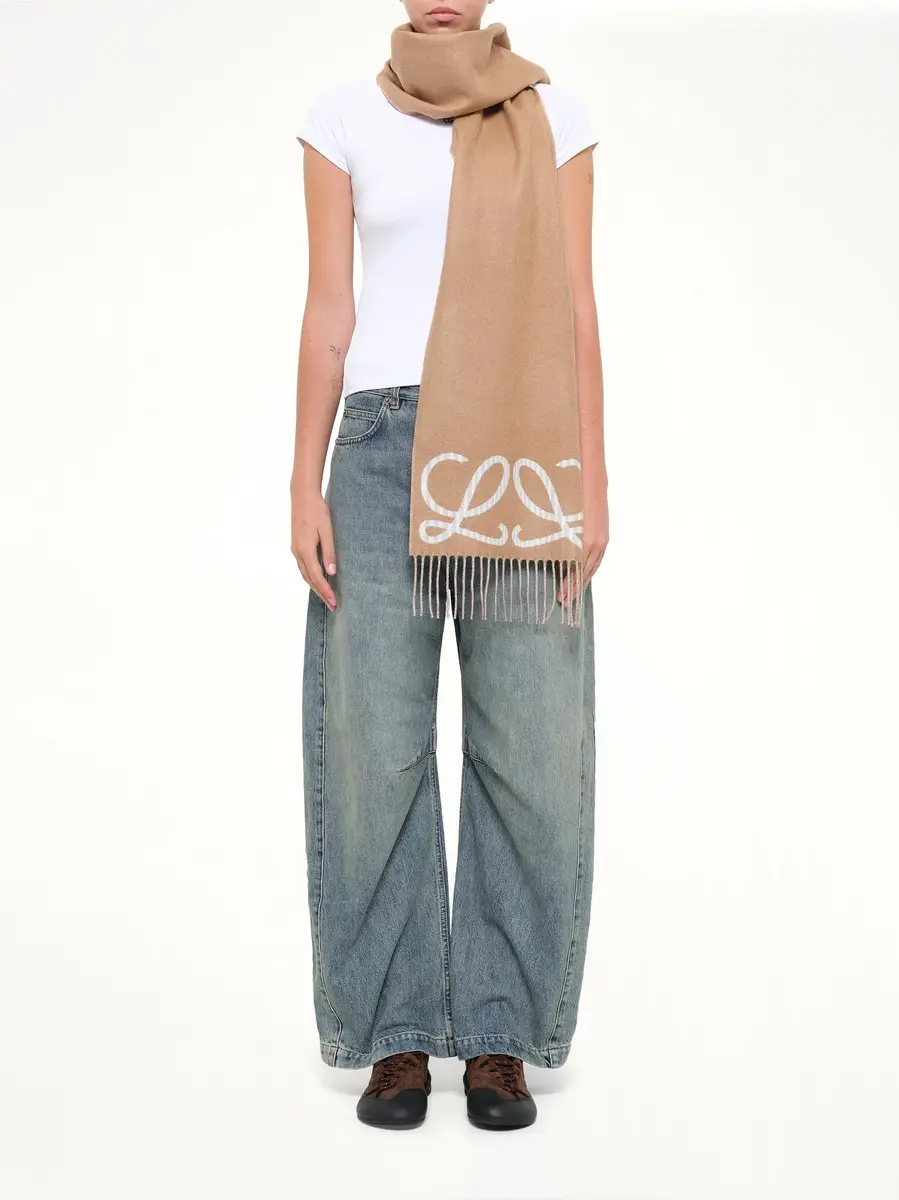 Loewe 28x180 Cashmere Scarf in Beige/light Blue | Thumbnail 4
