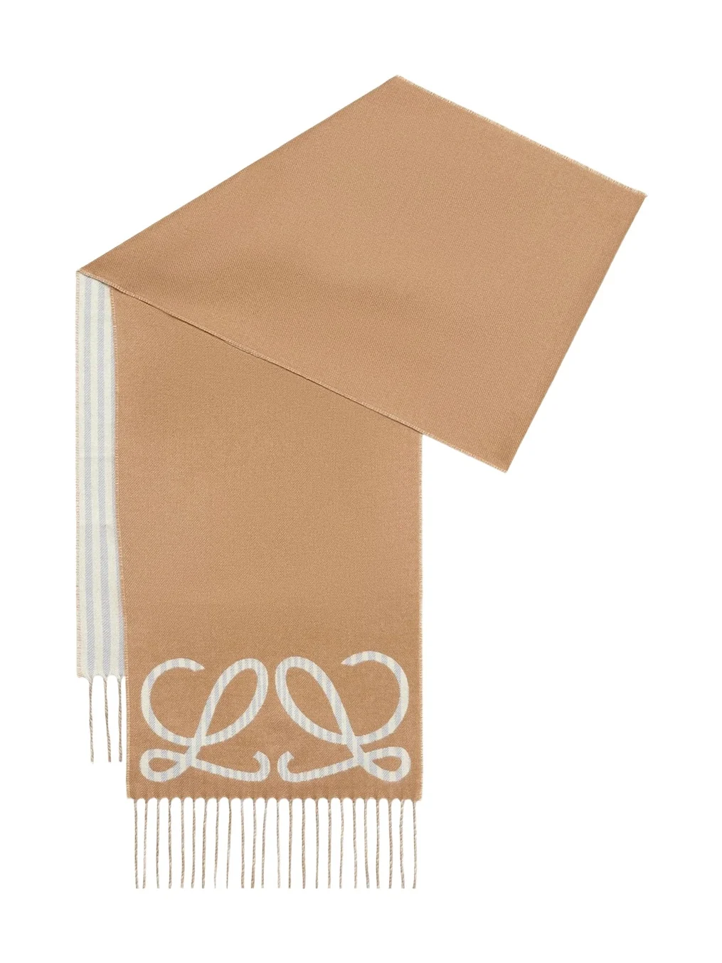 28x180 Cashmere Scarf in Beige/light Blue