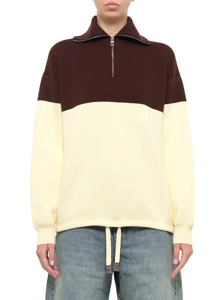 Quarterzip Sweater in Brown/yellow Quarterzip Sweater in Brown/yellow