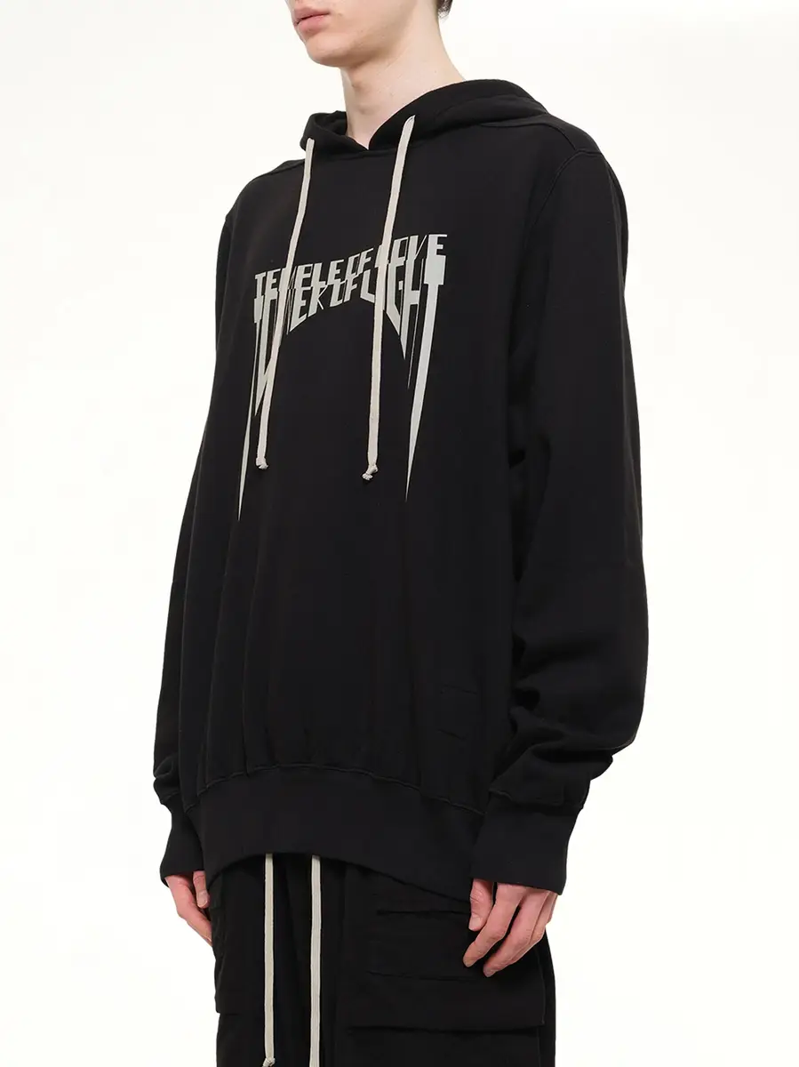 RICK OWENS DRKSHDW Tower of Light Oversized Hoodie in Black/pearl | Thumbnail 3