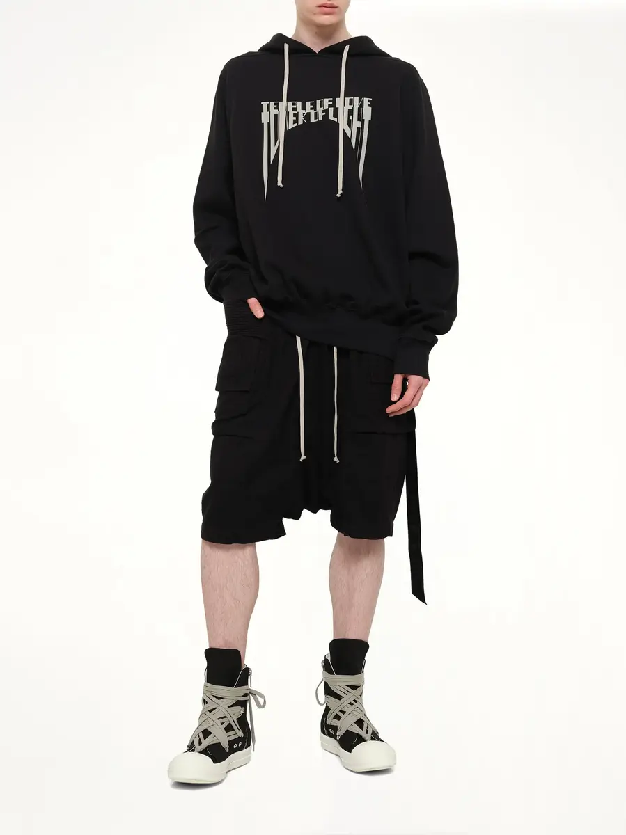 RICK OWENS DRKSHDW Tower of Light Oversized Hoodie in Black/pearl | Thumbnail 4