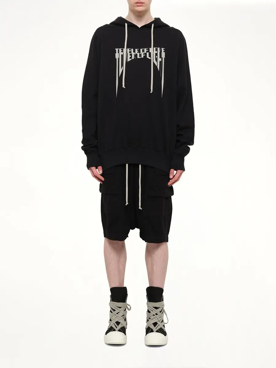 RICK OWENS DRKSHDW Tower of Light Oversized Hoodie in Black/pearl | Thumbnail 7