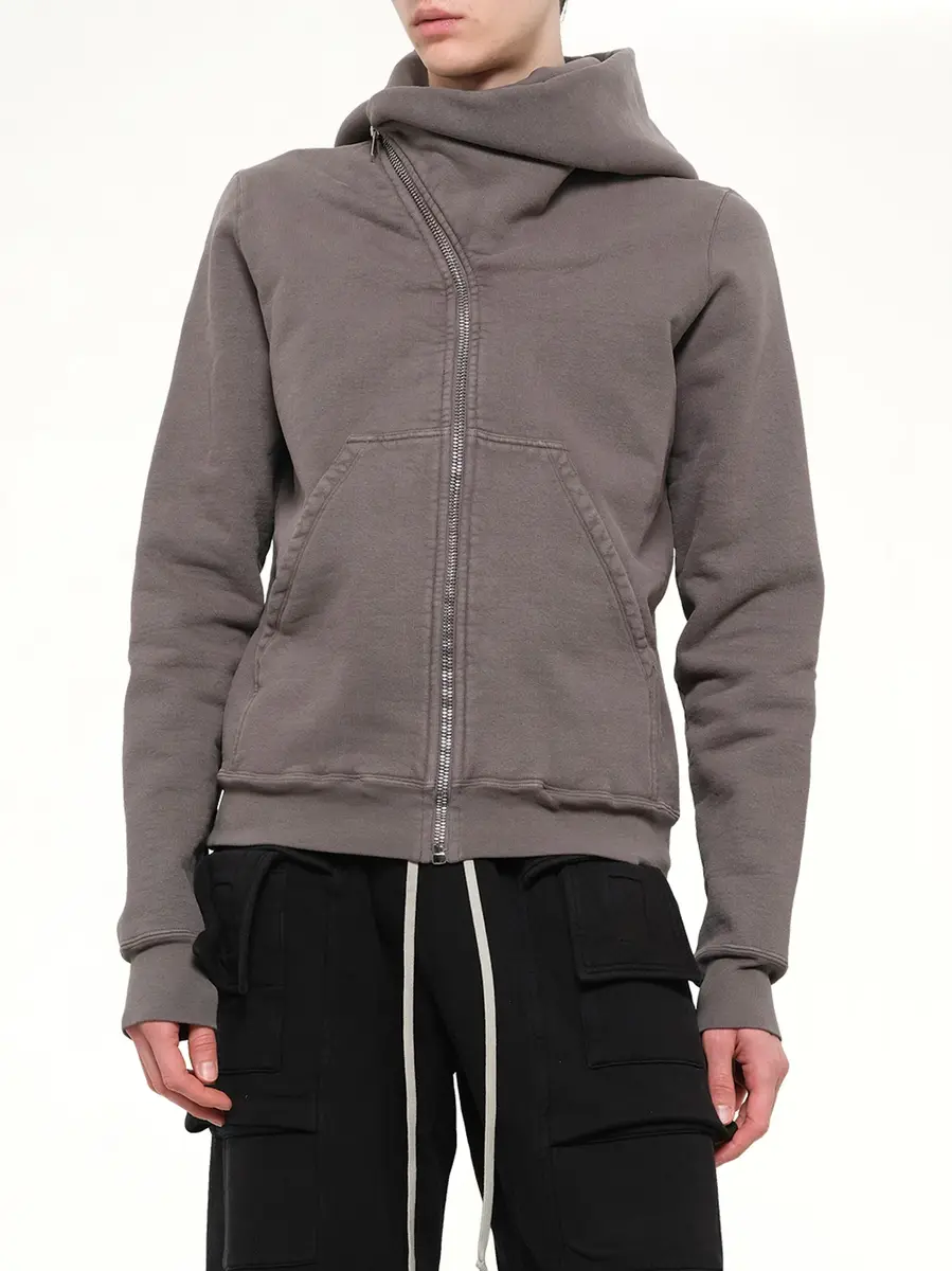 RICK OWENS DRKSHDW Megafelpa Mountain Hoodie in Gravel | Thumbnail 6
