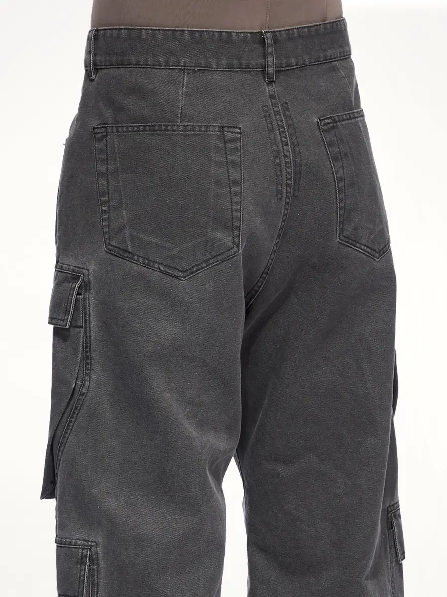 RICK OWENS DRKSHDW Cotton Canvas Double Cargo Jeans in Gravel | Thumbnail 6