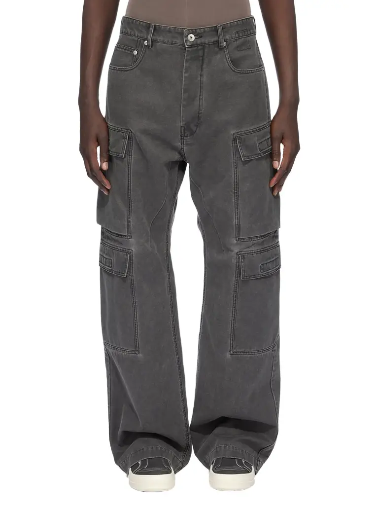 Cotton Canvas Double Cargo Jeans in Gravel