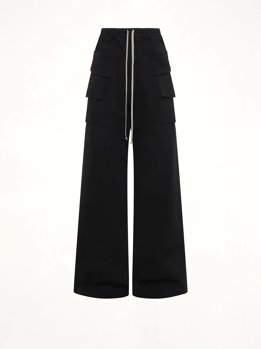 RICK OWENS DRKSHDW Cotton Twill Creatch Wide Cargo Drawstring Pants | Thumbnail 2