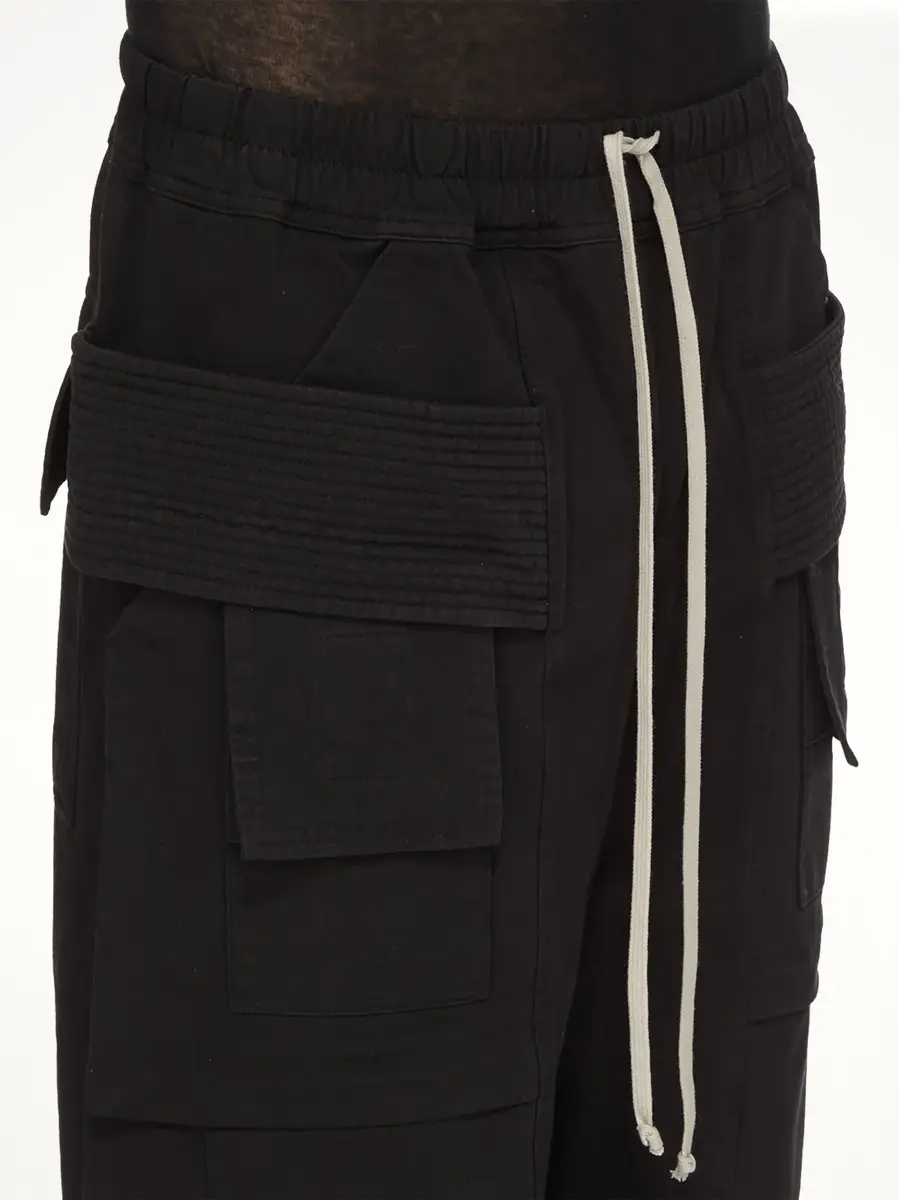 RICK OWENS DRKSHDW Cotton Twill Creatch Wide Cargo Drawstring Pants | Thumbnail 4