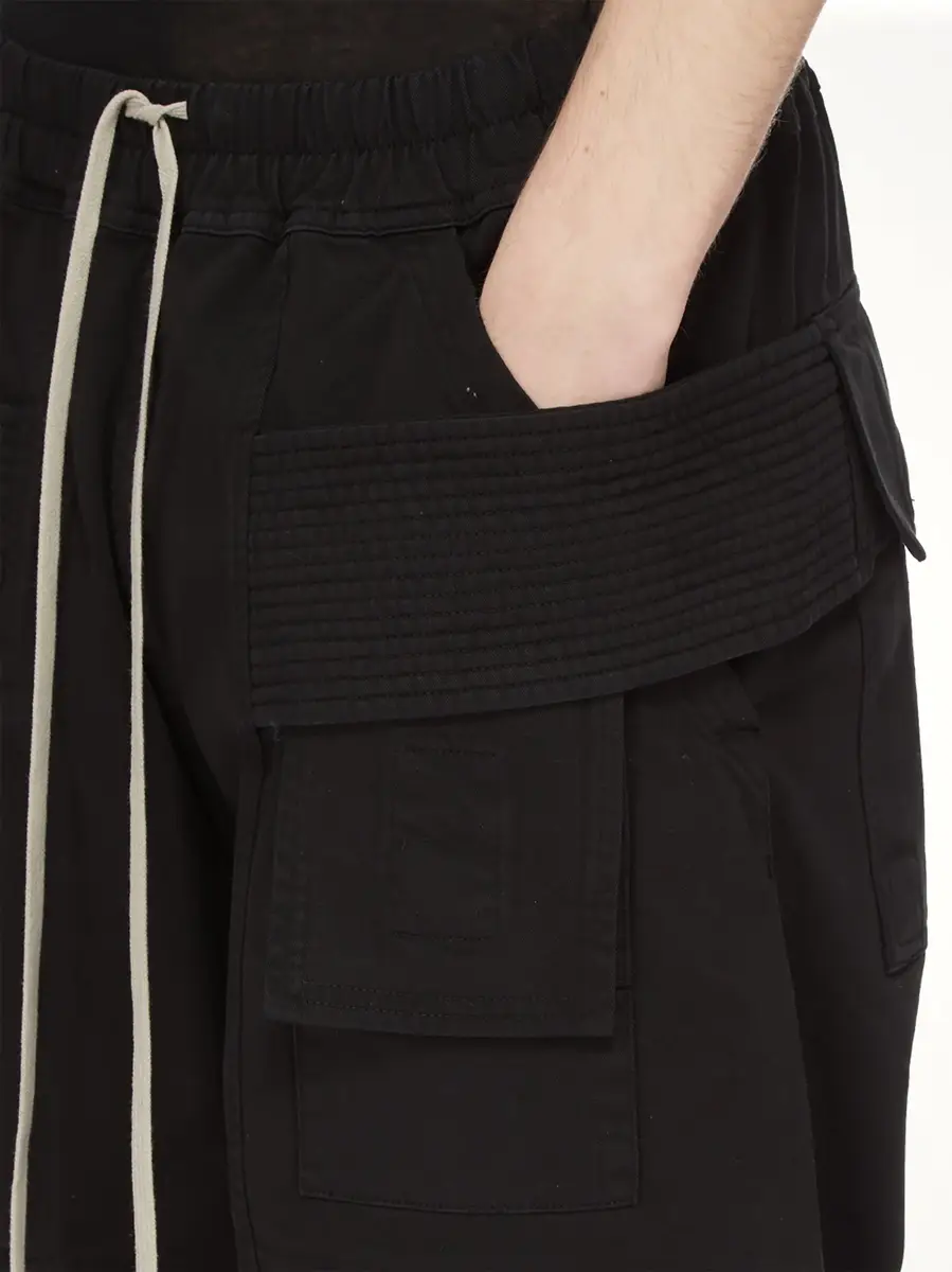 RICK OWENS DRKSHDW Cotton Twill Creatch Wide Cargo Drawstring Pants | Thumbnail 6