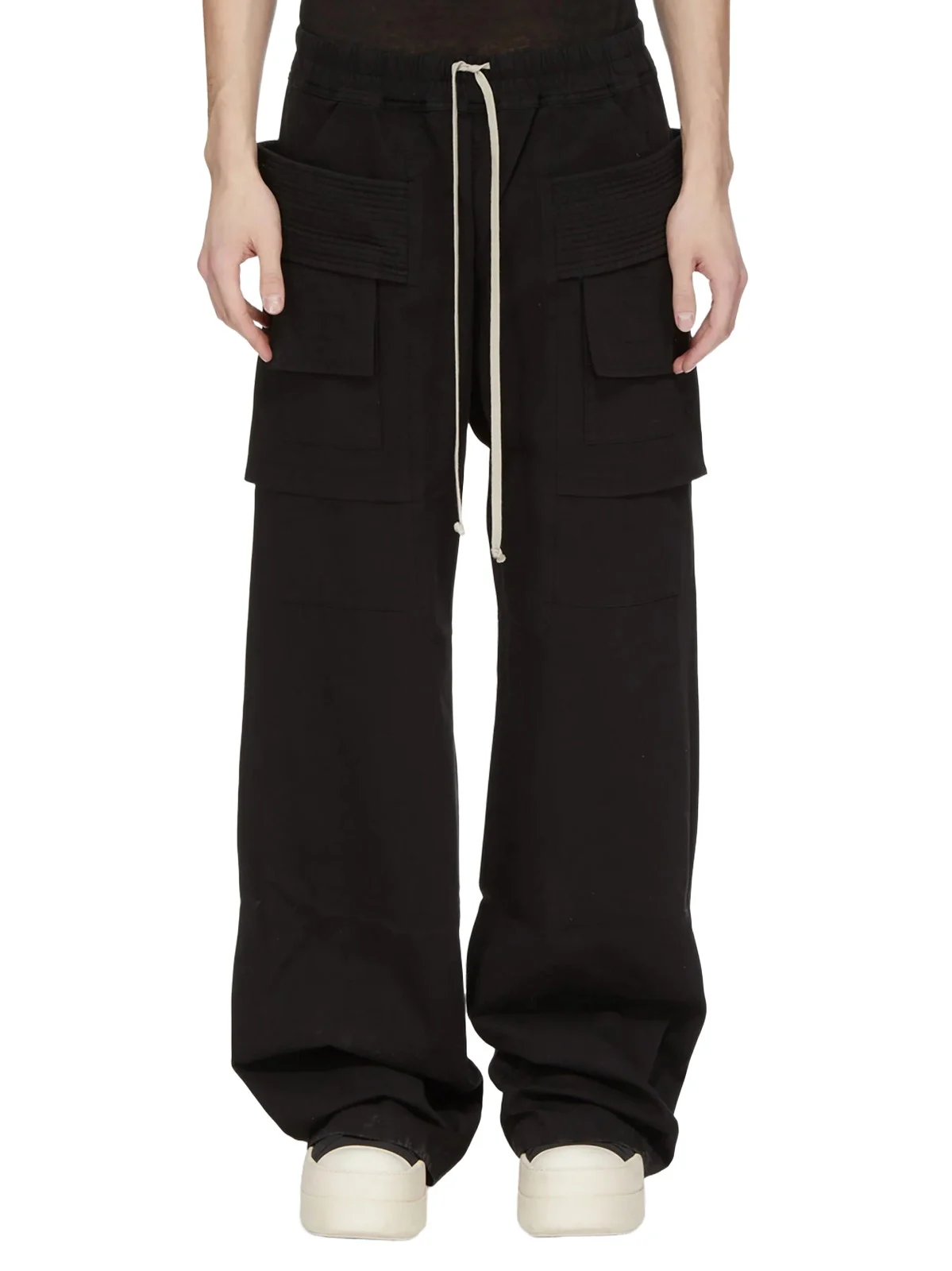 RICK OWENS DRKSHDW Cotton Twill Creatch Wide Cargo Drawstring Pants