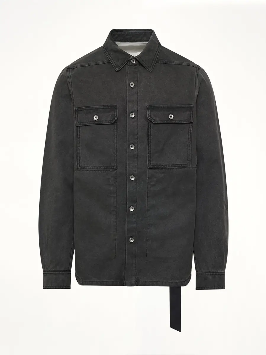 RICK OWENS DRKSHDW Cotton Canvas Outershirt in Gravel | Thumbnail 2