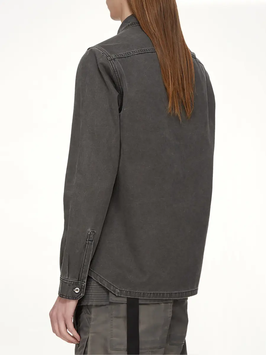 RICK OWENS DRKSHDW Cotton Canvas Outershirt in Gravel | Thumbnail 4