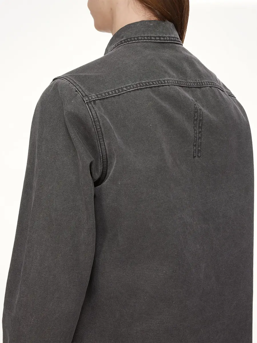RICK OWENS DRKSHDW Cotton Canvas Outershirt in Gravel | Thumbnail 6