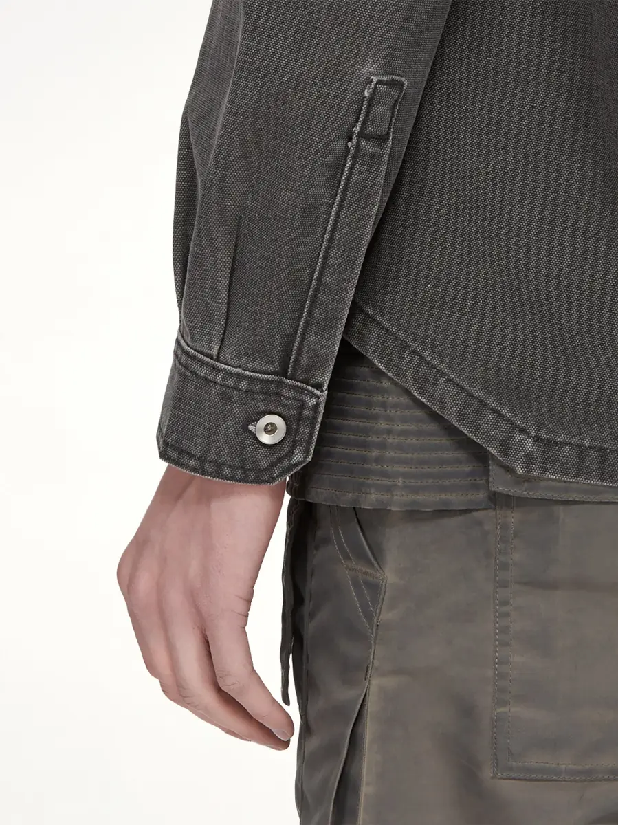 RICK OWENS DRKSHDW Cotton Canvas Outershirt in Gravel | Thumbnail 7
