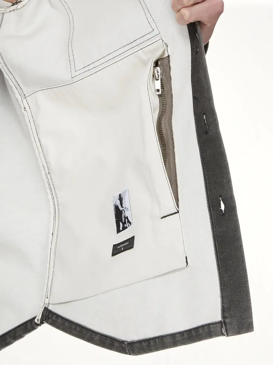 RICK OWENS DRKSHDW Cotton Canvas Outershirt in Gravel | Thumbnail 8
