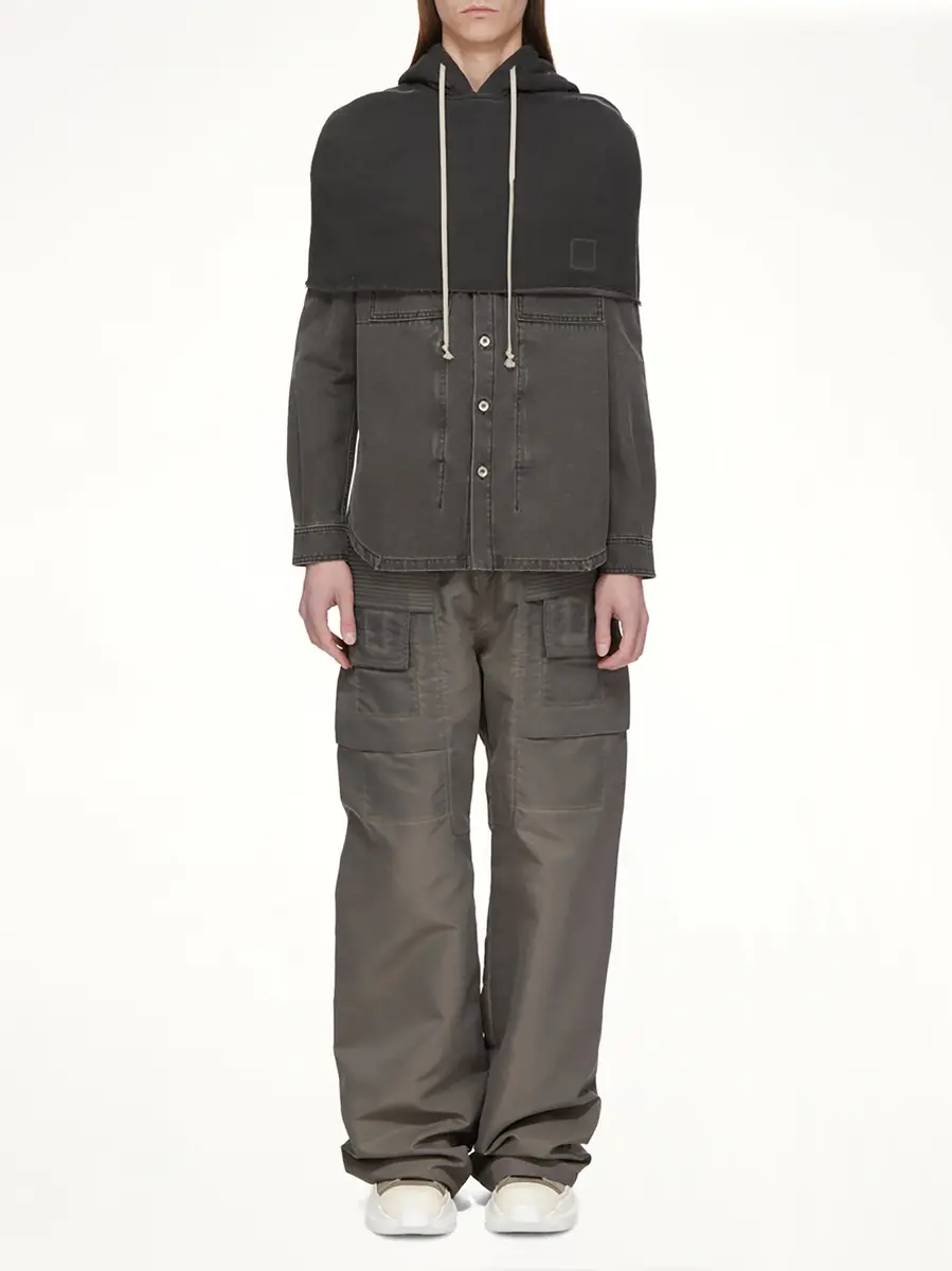RICK OWENS DRKSHDW Cotton Canvas Outershirt in Gravel | Thumbnail 9