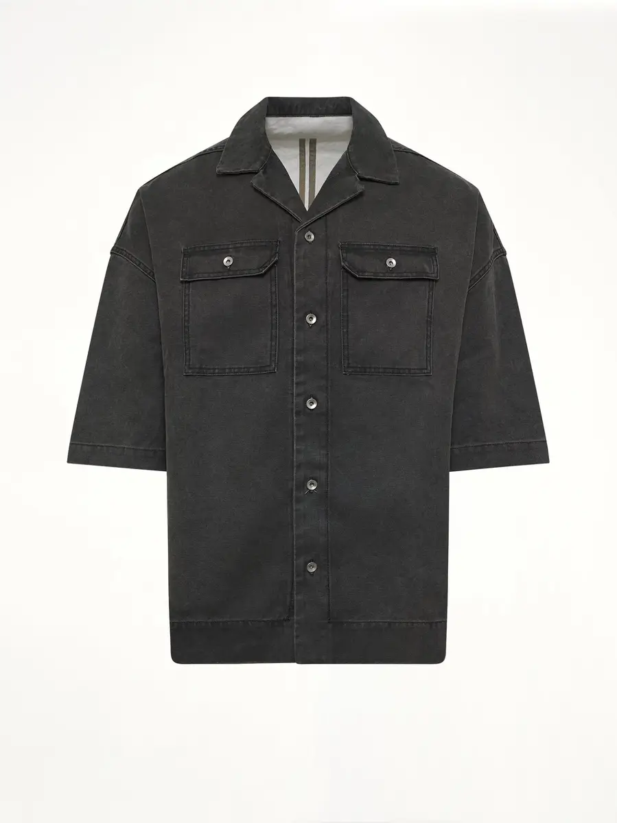 RICK OWENS DRKSHDW Cotton Canvas Magnum Tommy Shirt in Gravel | Thumbnail 2