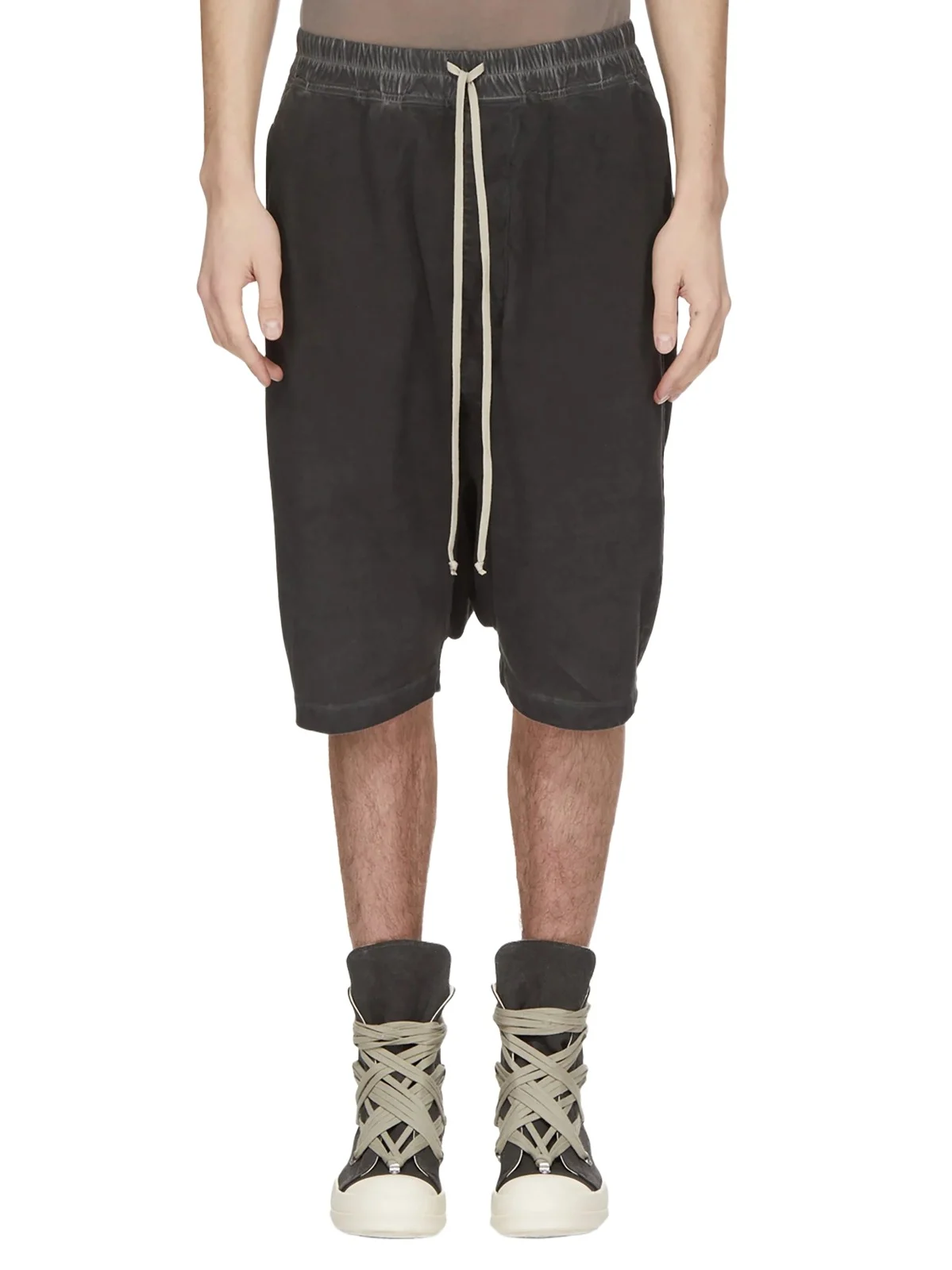 RICK OWENS DRKSHDW Drawstring Pods in Faded Black
