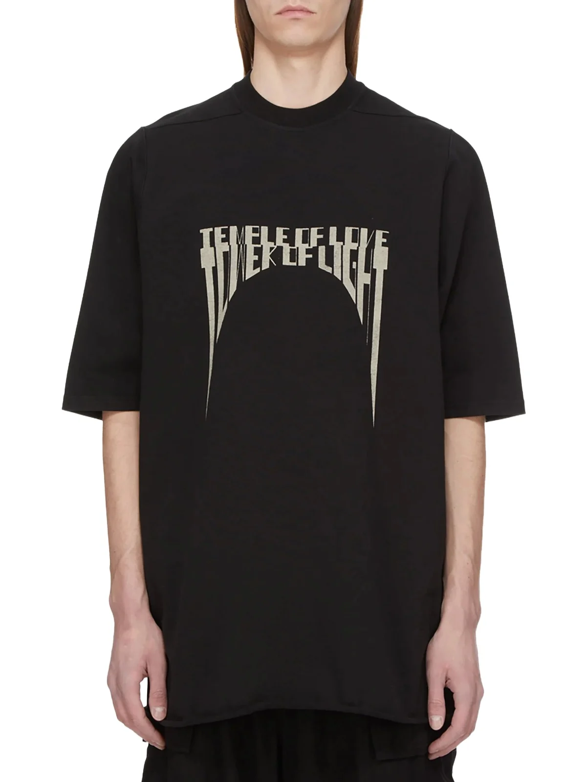 RICK OWENS DRKSHDW Tower of Light Jumbo SS T-shirt in Black/pearl