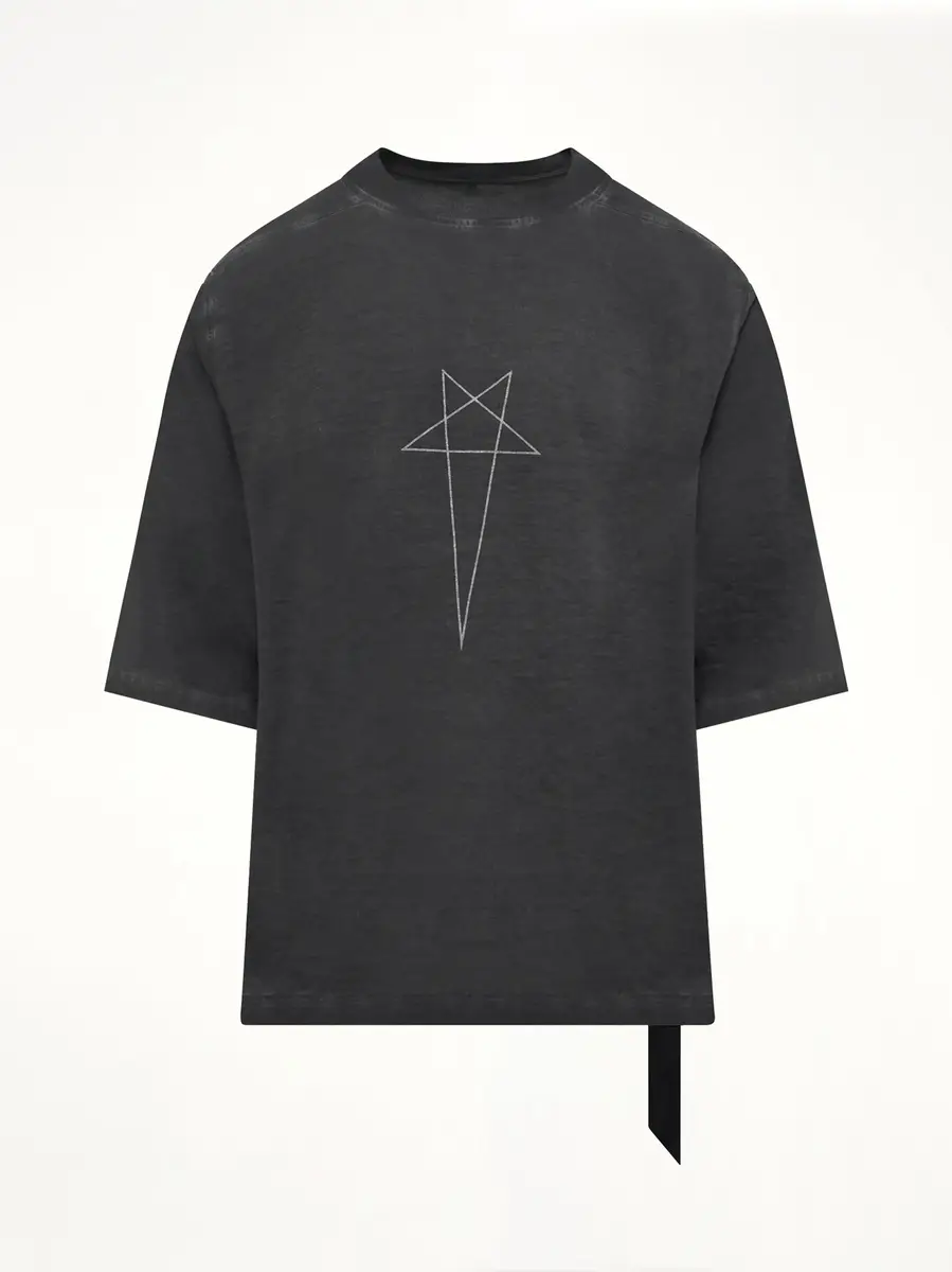 RICK OWENS DRKSHDW Pentagram Jumbo SS T-shirt in Faded Black/silver | Thumbnail 2