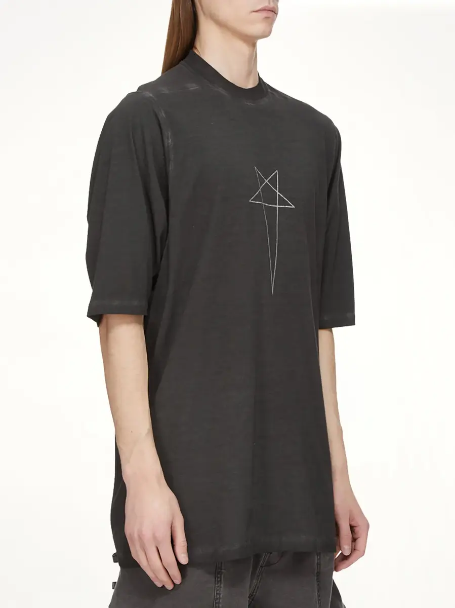 RICK OWENS DRKSHDW Pentagram Jumbo SS T-shirt in Faded Black/silver | Thumbnail 3