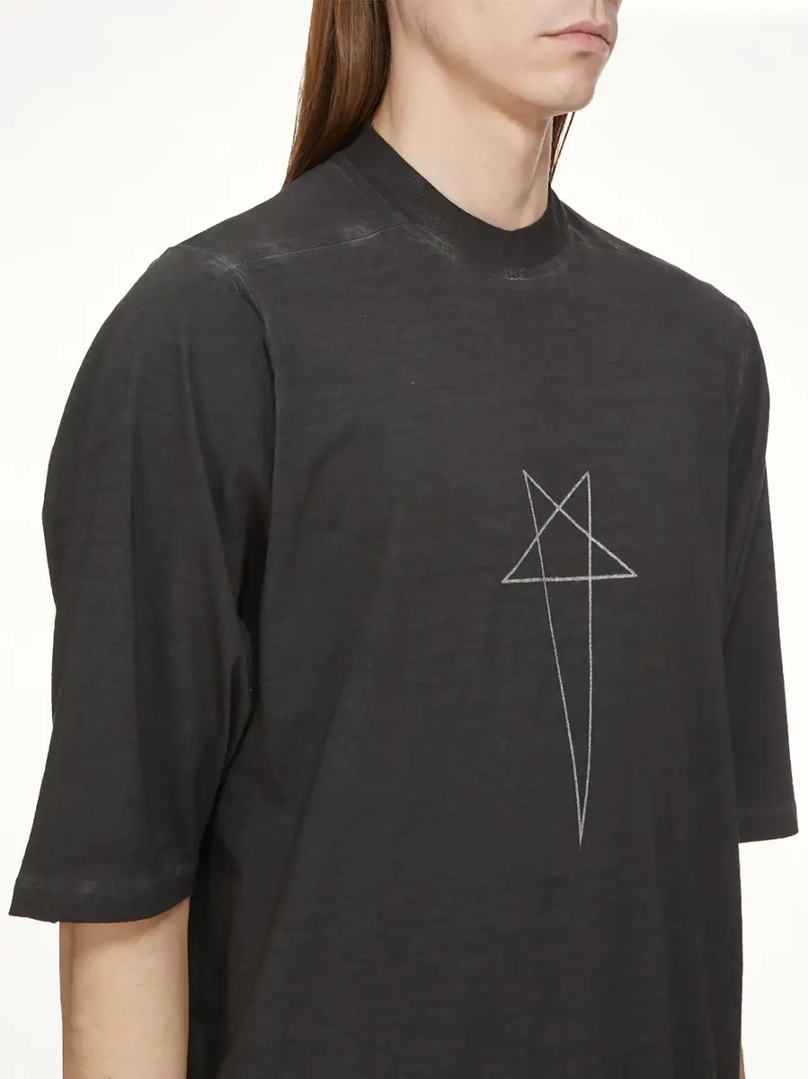 RICK OWENS DRKSHDW Pentagram Jumbo SS T-shirt in Faded Black/silver | Thumbnail 5