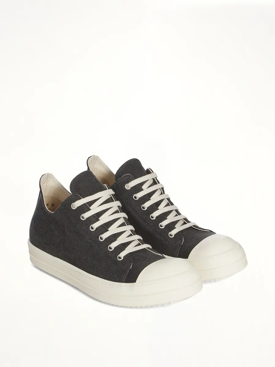 RICK OWENS DRKSHDW Canvas Low Sneaks in Gravel | Thumbnail 2 RICK OWENS DRKSHDW Canvas Low Sneaks in Gravel | Thumbnail 2