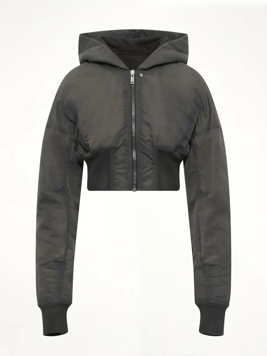 RICK OWENS DRKSHDW Washed Nylon Hooded Cropped Flight in Dark Dust | Thumbnail 2 RICK OWENS DRKSHDW Washed Nylon Hooded Cropped Flight in Dark Dust | Thumbnail 2