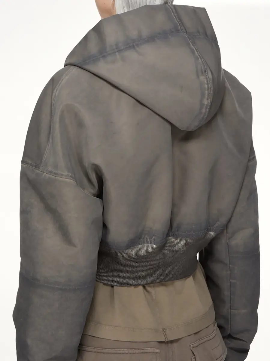 RICK OWENS DRKSHDW Washed Nylon Hooded Cropped Flight in Dark Dust | Thumbnail 6 RICK OWENS DRKSHDW Washed Nylon Hooded Cropped Flight in Dark Dust | Thumbnail 6