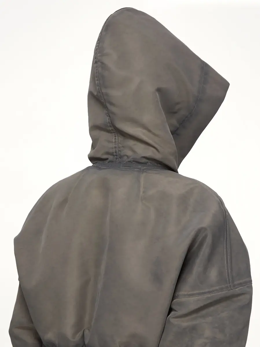 RICK OWENS DRKSHDW Washed Nylon Hooded Cropped Flight in Dark Dust | Thumbnail 7 RICK OWENS DRKSHDW Washed Nylon Hooded Cropped Flight in Dark Dust | Thumbnail 7