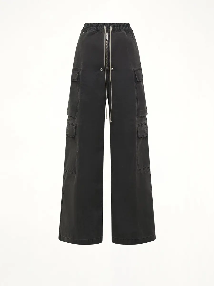 RICK OWENS DRKSHDW Canvas Double Cargo Jumbo Belas in Gravel | Thumbnail 2