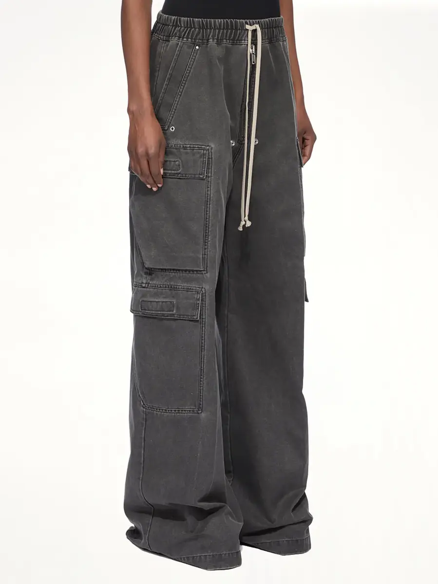 RICK OWENS DRKSHDW Canvas Double Cargo Jumbo Belas in Gravel | Thumbnail 3