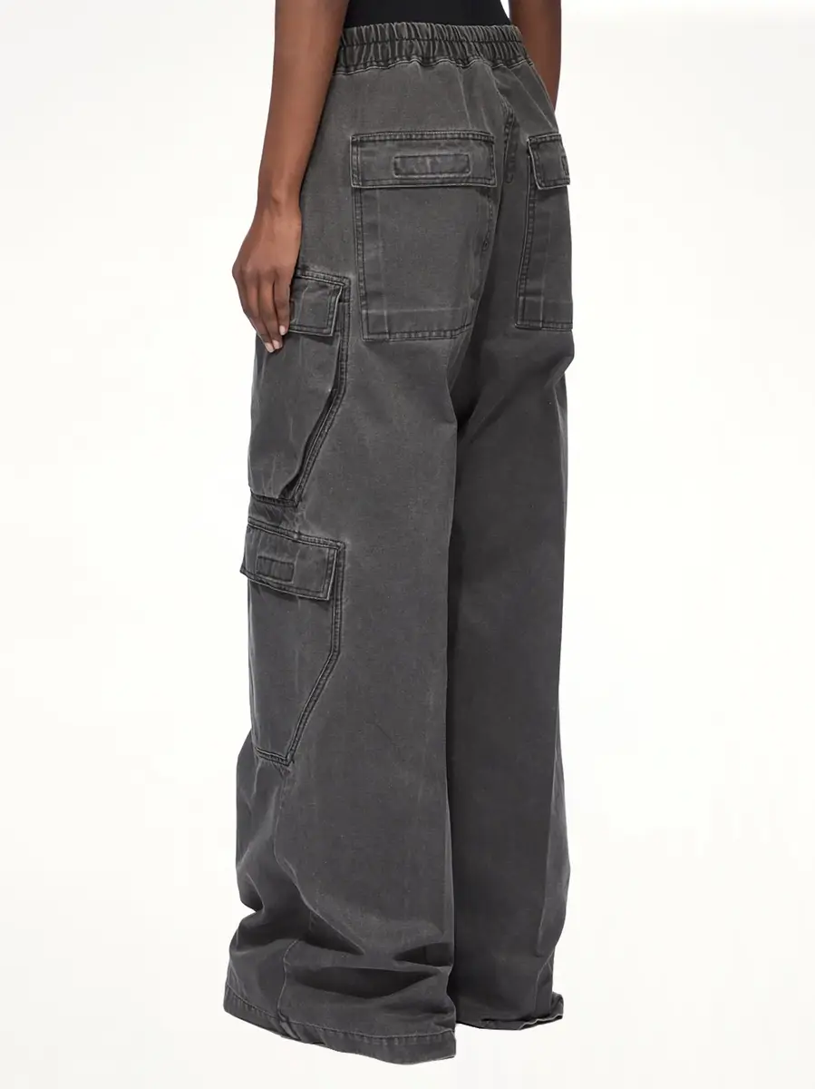 RICK OWENS DRKSHDW Canvas Double Cargo Jumbo Belas in Gravel | Thumbnail 4