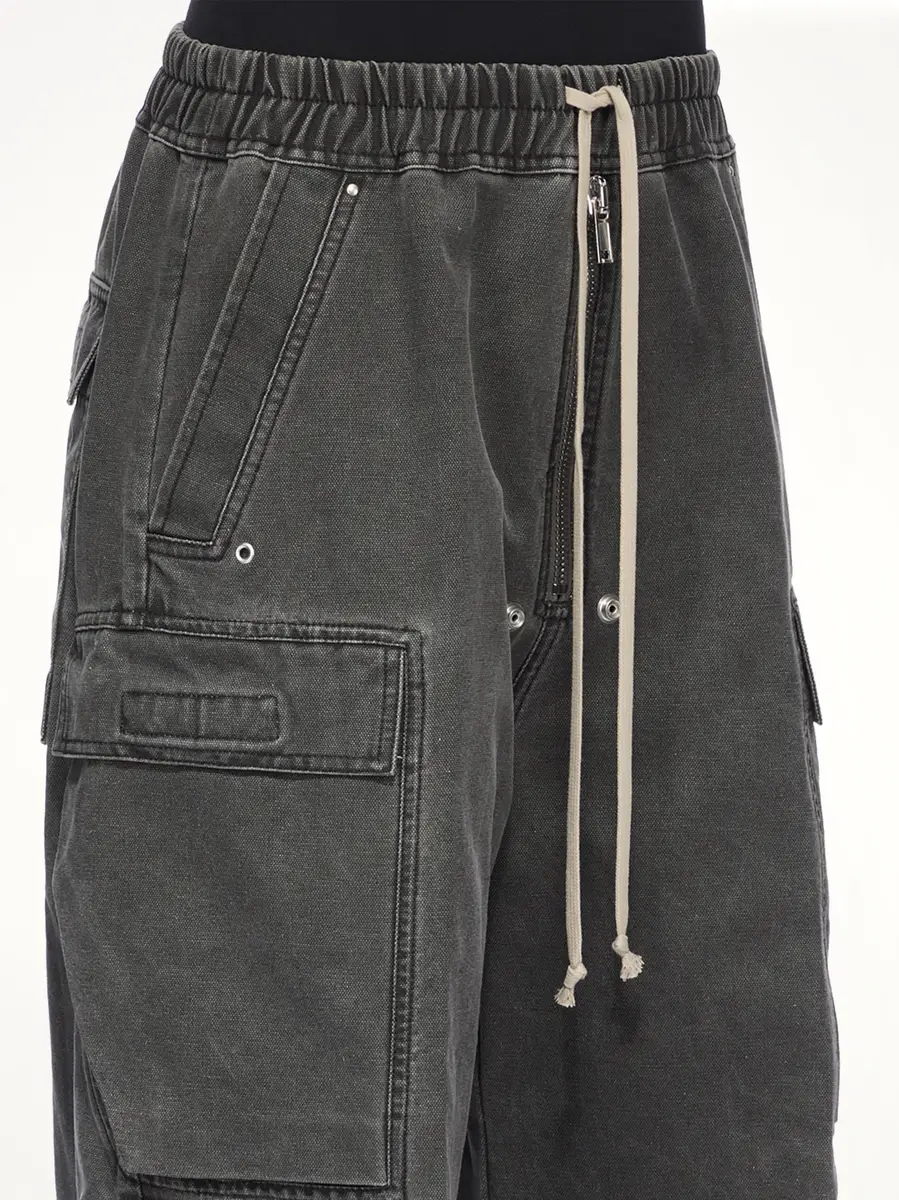RICK OWENS DRKSHDW Canvas Double Cargo Jumbo Belas in Gravel | Thumbnail 5