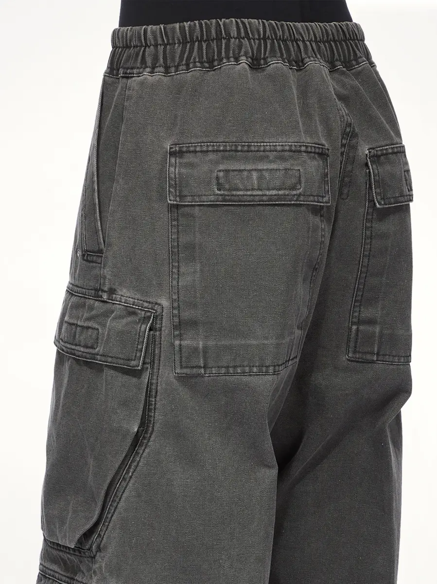 RICK OWENS DRKSHDW Canvas Double Cargo Jumbo Belas in Gravel | Thumbnail 6