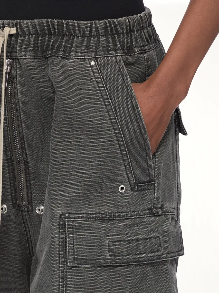 RICK OWENS DRKSHDW Canvas Double Cargo Jumbo Belas in Gravel | Thumbnail 7