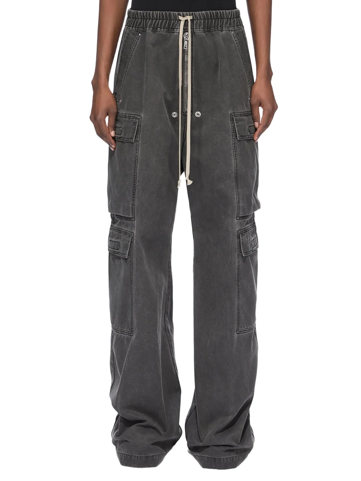 RICK OWENS DRKSHDW Canvas Double Cargo Jumbo Belas in Gravel