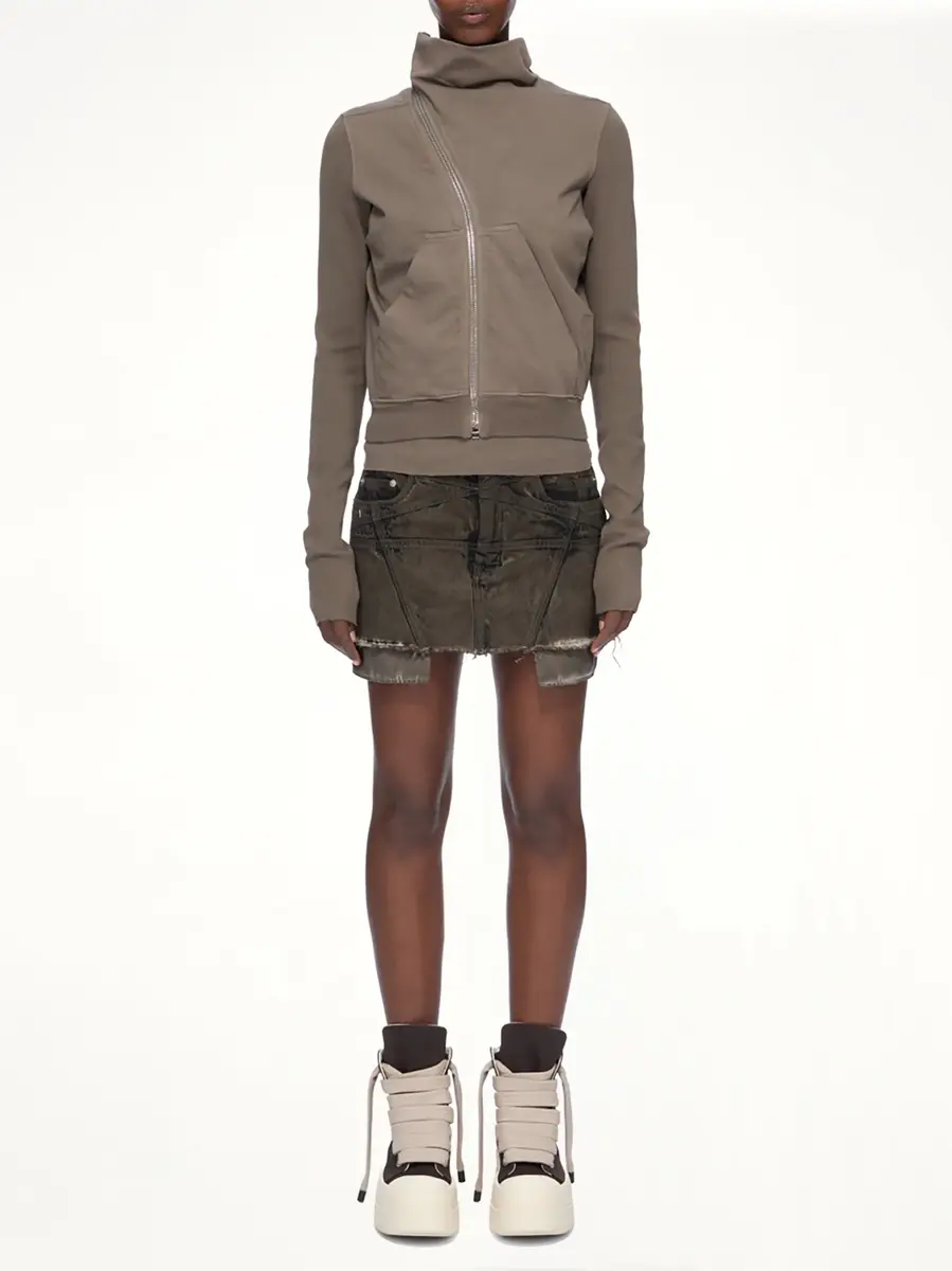 RICK OWENS DRKSHDW Compact Jersey Mountain Sweatshirt in Dust | Thumbnail 8
