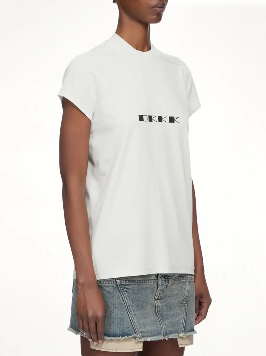 RICK OWENS DRKSHDW Drk Print Small Level T-shirt in Milk Wash | Thumbnail 3 RICK OWENS DRKSHDW Drk Print Small Level T-shirt in Milk Wash | Thumbnail 3