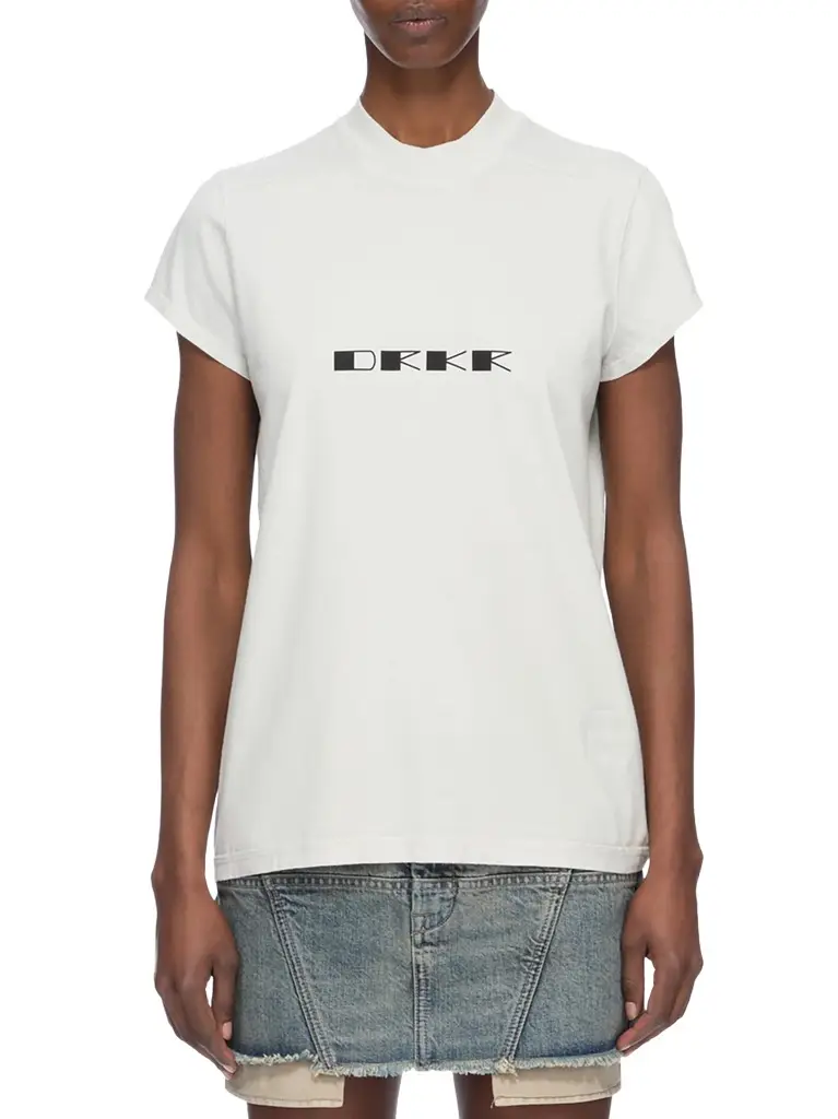 RICK OWENS DRKSHDW Drk Print Small Level T-shirt in Milk Wash