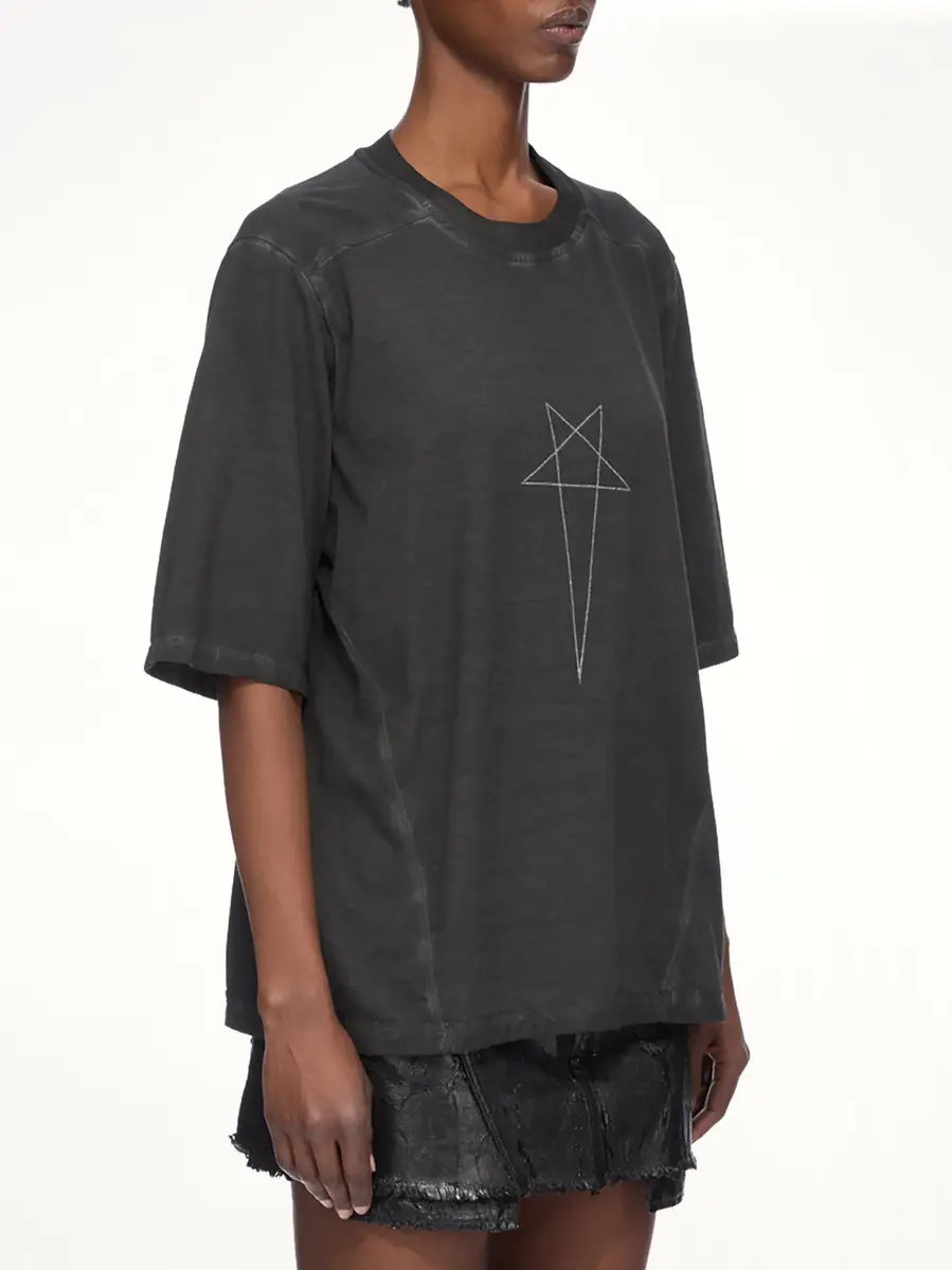 RICK OWENS DRKSHDW Pentagram Print Walrus T-shirt in Faded Black | Thumbnail 3 RICK OWENS DRKSHDW Pentagram Print Walrus T-shirt in Faded Black | Thumbnail 3